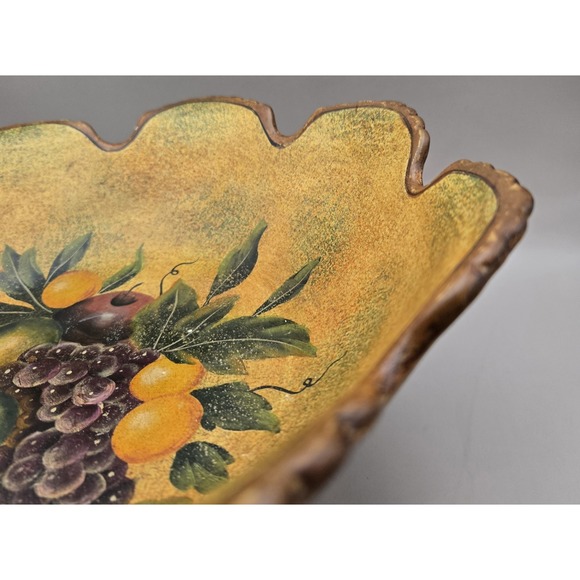 Pedestal Fruit Bowl, Large Italian Style VTG Gold And Brown Edges Light Weight. - Picture 4 of 8